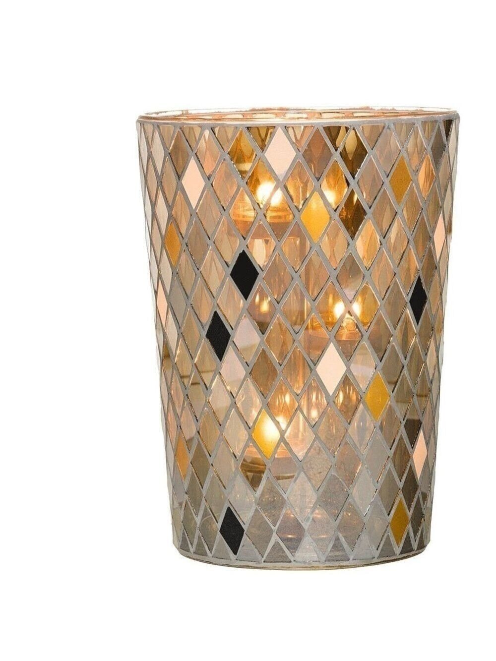 PartyLite Mosaic Harlequin Hurricane Candle Holder Silver NWT